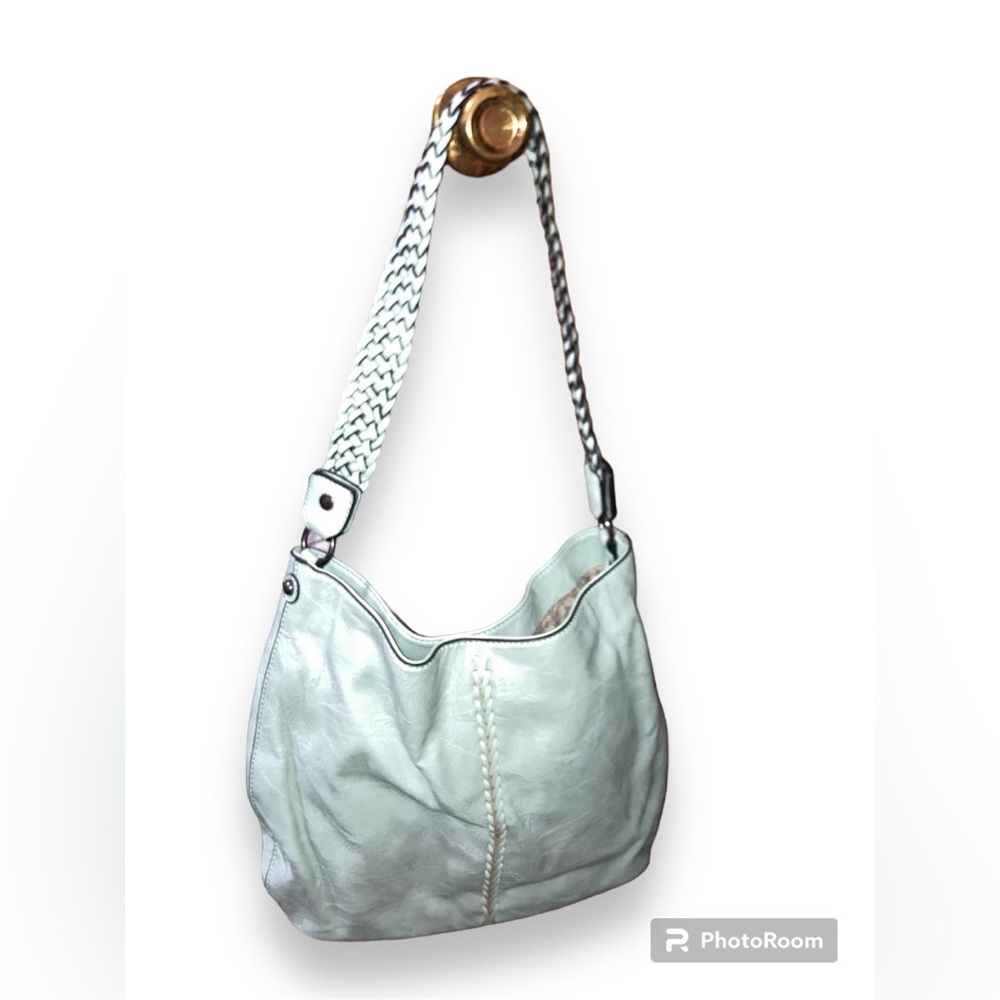 Simply Noelle Mint Green Purse Braided Shoulder Strap 16X12X4 Strap Drop 15 In.